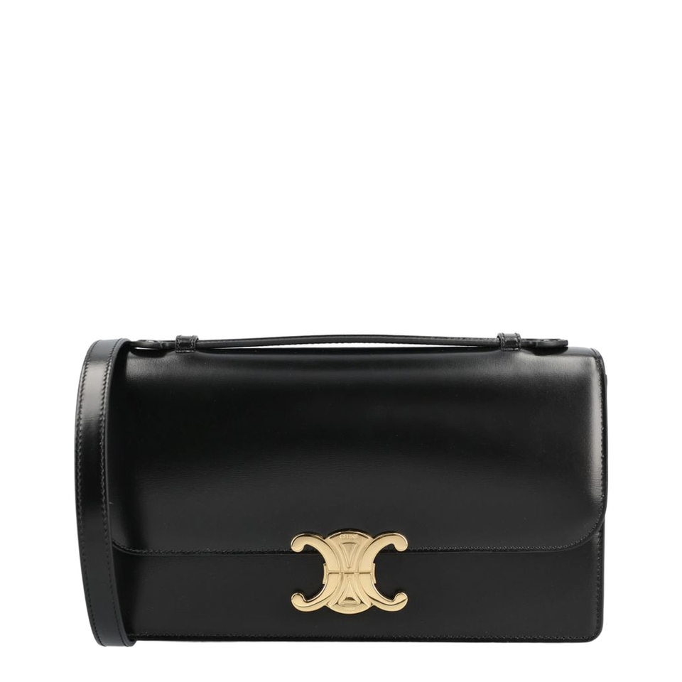 Celine Triomphe Medium Calfskin Shoulder Bag - Black