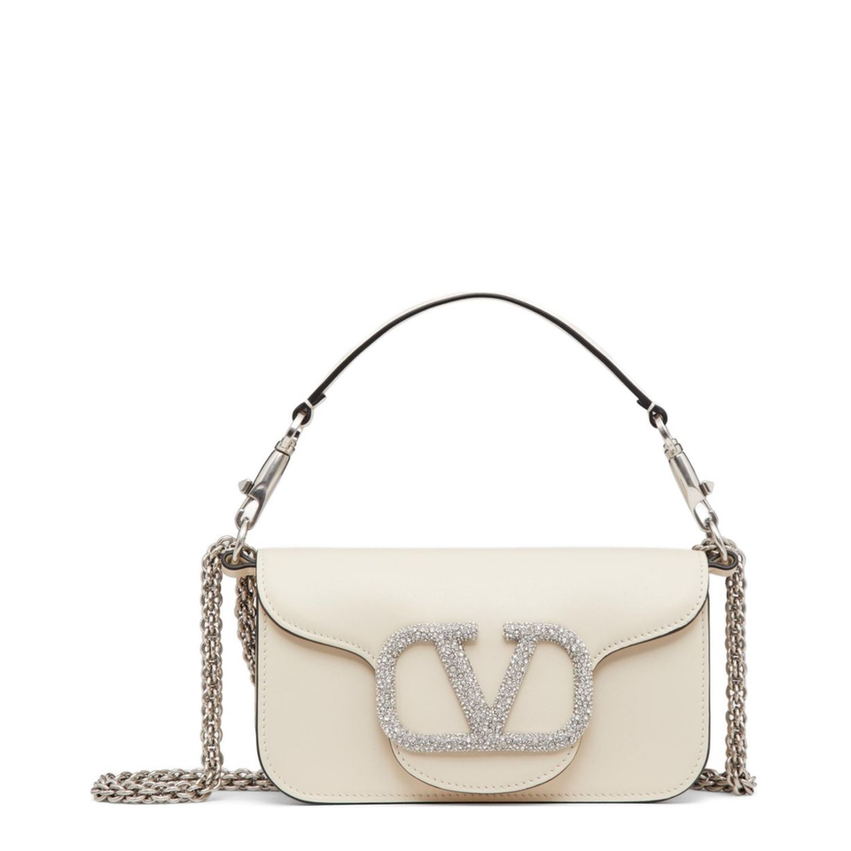 Valentino Locò Small Calfskin Shoulder Bag - Ivory