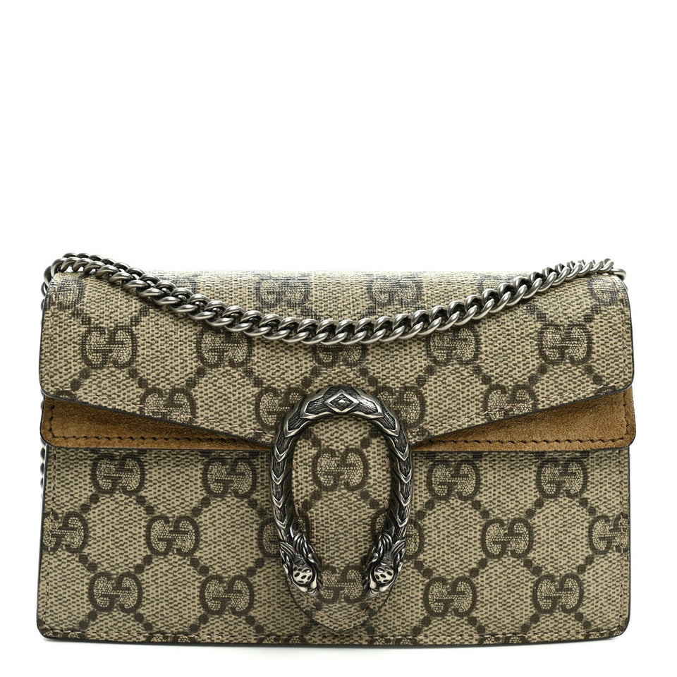 Gucci GG Supreme Monogram Super Mini Dionysus Shoulder Bag Taupe