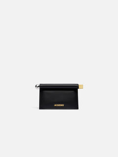 Jacquemus The Small Rond CarreClutch Nappa Leather Folded Clutch Black