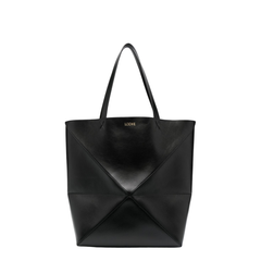 Loewe Puzzle Fold XL Shiny Calfskin Tote - Black