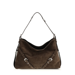 Givenchy Voyou Medium Calf Suede Shoulder Bag - Ebony Brown