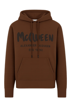 Alexander McQueen Brown Hoodie with Watercolor Graffiti print