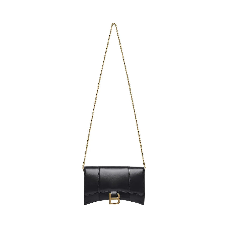 Balenciaga Hourglass Box Leather Wallet on Chain