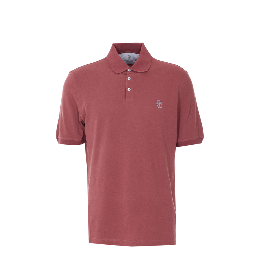 Printed Logo Cotton Polo Shirt - Red