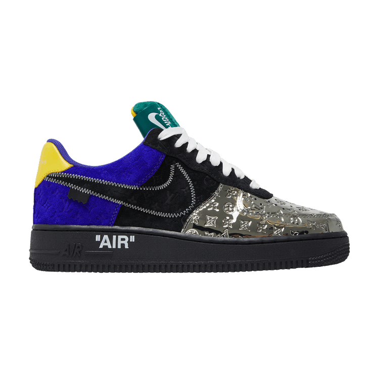 LOUIS VUITTON NIKE AIR FORCE 1 LOW BY VIRGIL ABLOH BLACK METALLIC SILVER