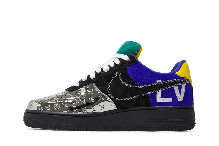 LOUIS VUITTON NIKE AIR FORCE 1 LOW BY VIRGIL ABLOH BLACK METALLIC SILVER