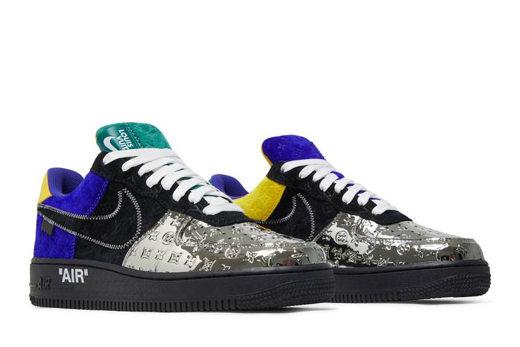 LOUIS VUITTON NIKE AIR FORCE 1 LOW BY VIRGIL ABLOH BLACK METALLIC SILVER