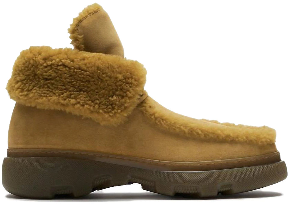 Burberry Shearling Embellished Suede Creeper Boot Yellow