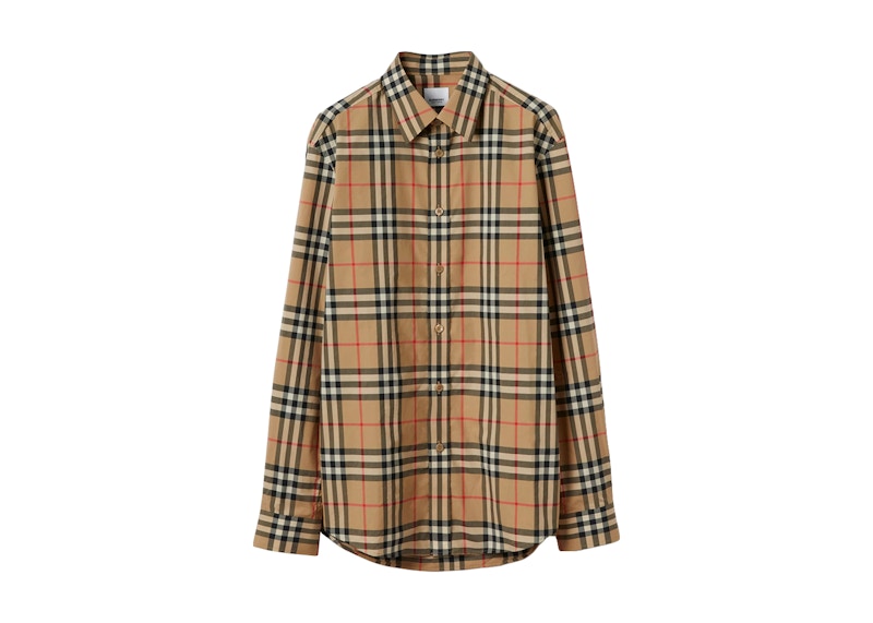 Burberry Vintage Check Cotton Poplin Shirt Beige