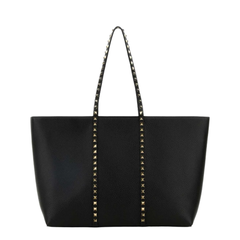 Valentino Rockstud Medium Calfskin Shopping Bag - Black