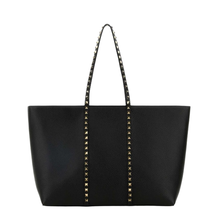 Valentino Rockstud Medium Calfskin Shopping Bag - Black