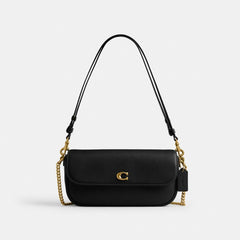 Coach Brook Flap Chain Bag Brass Black