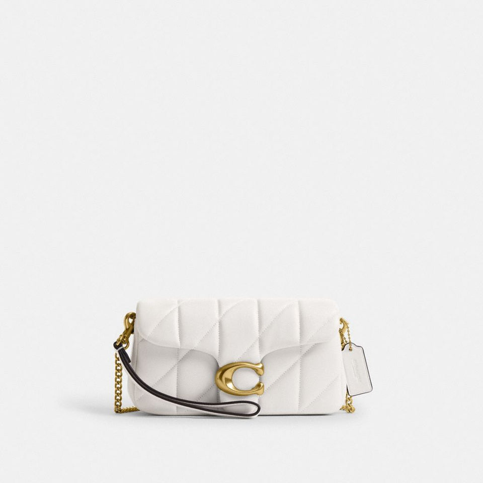 Coach Tabby Chain Crossbody Bag 19 With Quilting Brass Chalk
