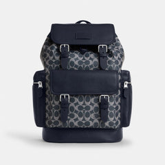 Coach Sprint Backpack In Colorblock Signature Canvas Silver Denim Chalk