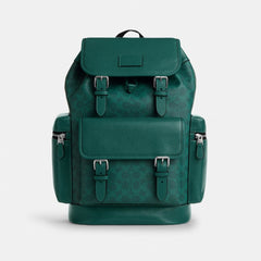 Coach Sprint Backpack In Colorblock Signature Canvas Silver Sea Green