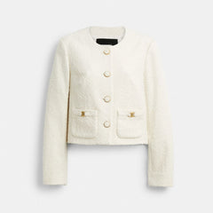 Coach Heritage C Boucle Jacket Cream
