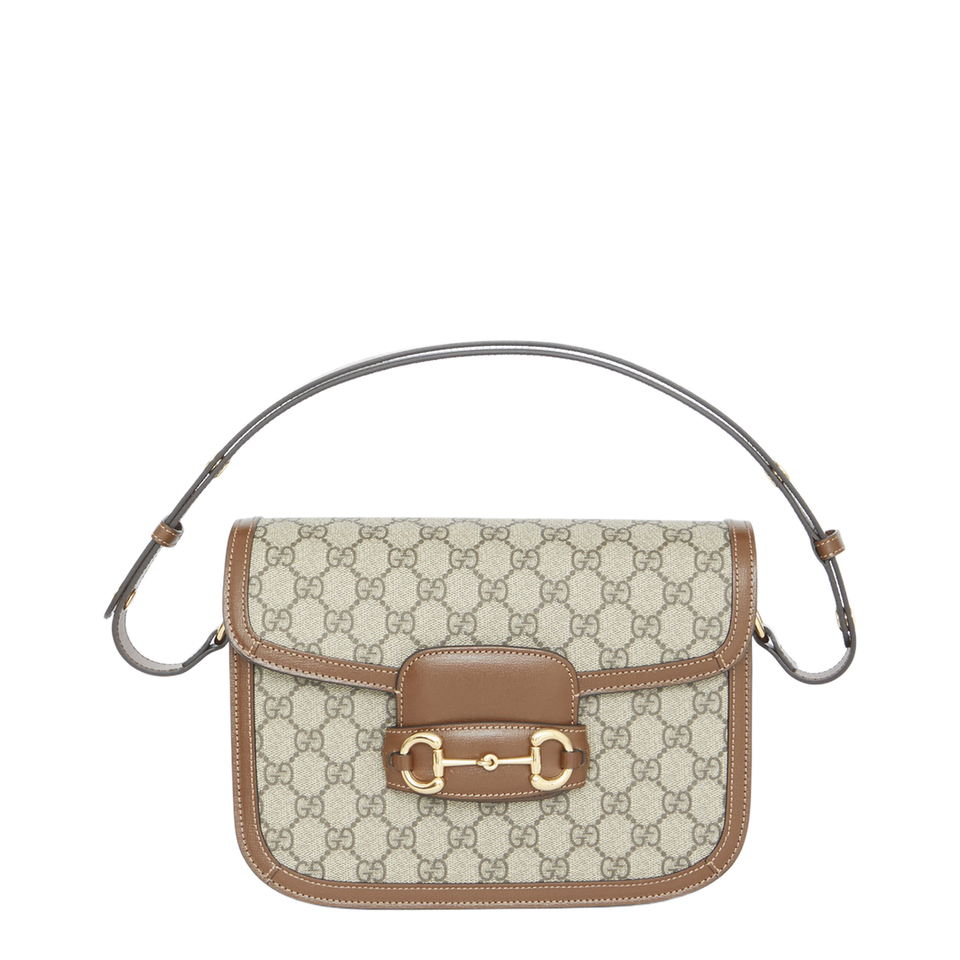 Gucci Horsebit 1955 Medium GG Supreme Shoulder Bag - Brown
