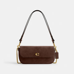 Coach Brook Flap Chain Bag Brass Dark Chocolate