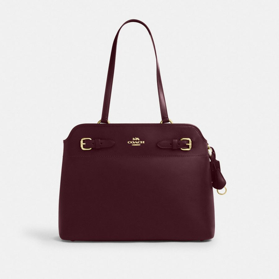 Coach Easton Tote Bag Gold Dark Wine