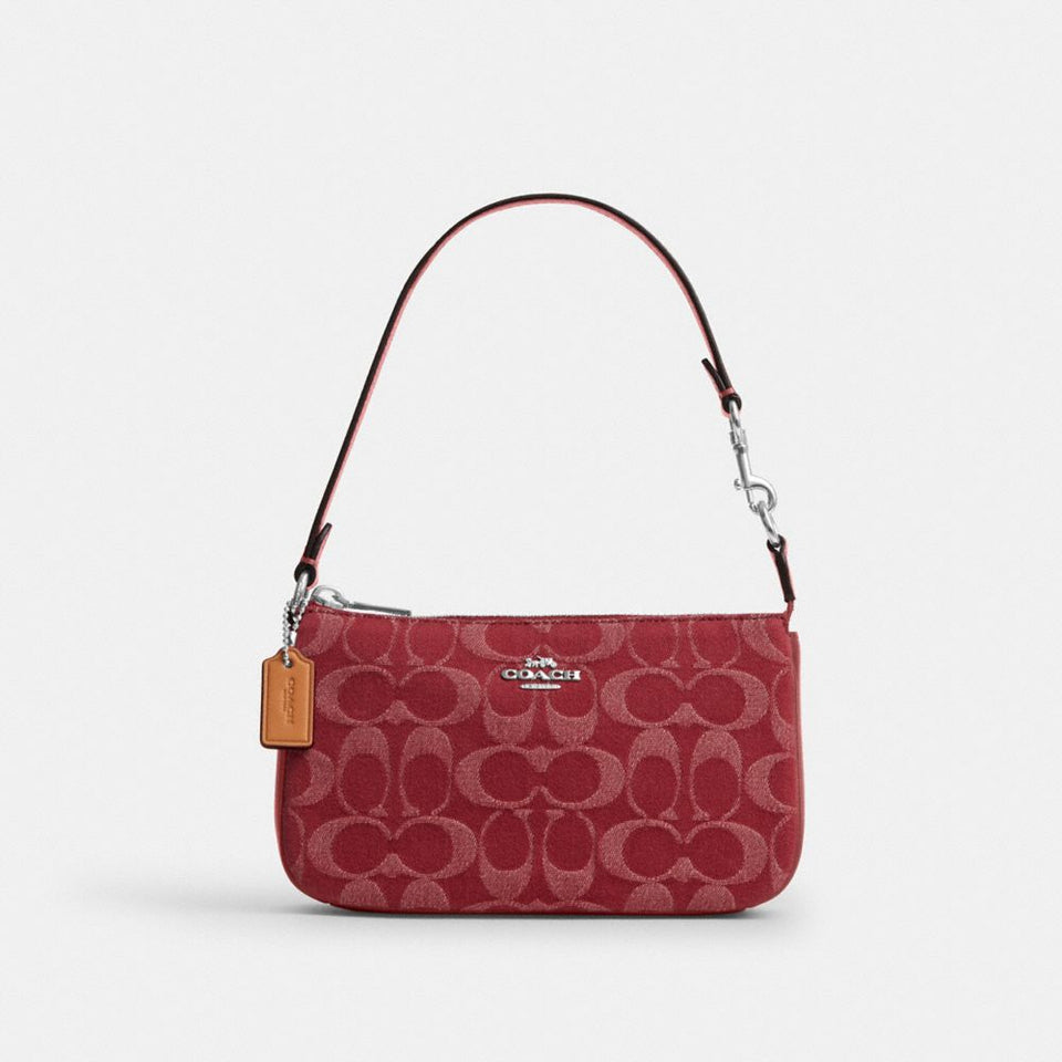 Coach Nolita 19 In Signature Denim Silver True Red