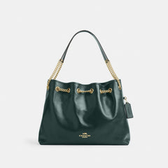 Coach Evelyn Shoulder Bag Gold Dark Teal