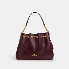 Coach Evelyn Shoulder Bag Gold Dark Wine