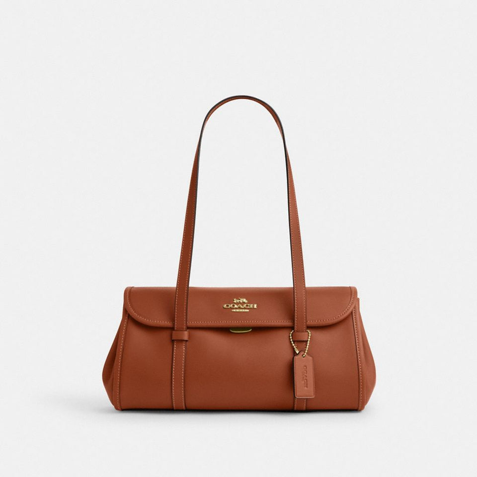 Coach Bridget Flap Shoulder Bag Gold Tan