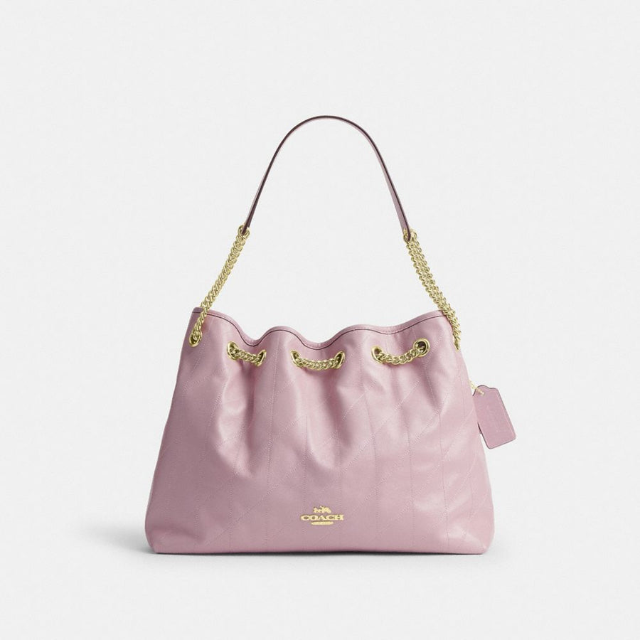 Coach Evelyn Shoulder Bag With Quilting Gold Carnation