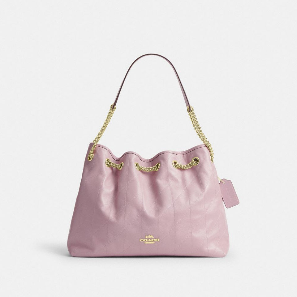 Coach Evelyn Shoulder Bag With Quilting Gold Carnation