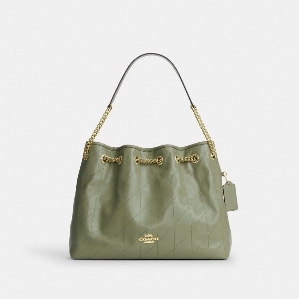 Coach Evelyn Shoulder Bag With Quilting Gold Pistachio
