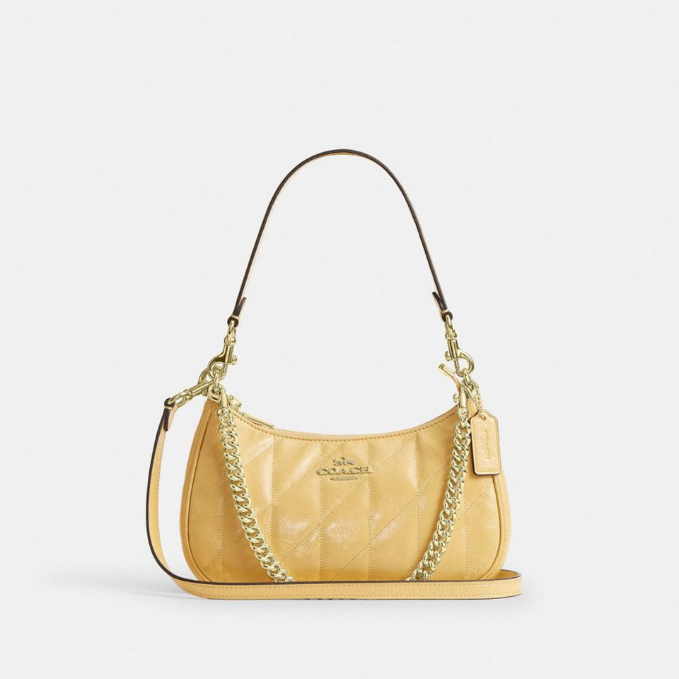 Coach Teri Shoulder Bag With Quilting Gold Soft Yellow