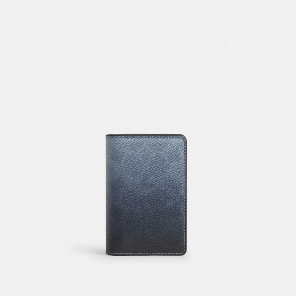 Coach Id Card Wallet In Ombre Signature Canvas Blue