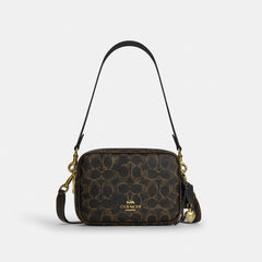 Coach Mini Carey Crossbody Bag In Loved Signature Canvas Gold Brown