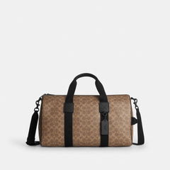 Coach Explorer Duffle Bag 45 In Signature Canvas Matte Black Tan Black
