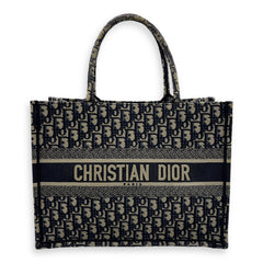 Christian Dior Dior Book Tote Top Handle Bag Medium Blue in Jacquard S2411 - 002261AN