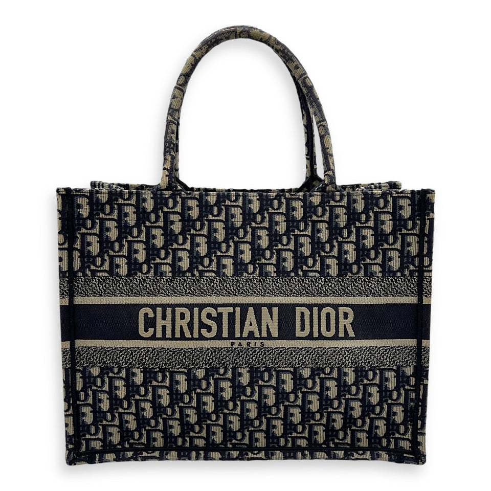 Christian Dior Dior Book Tote Top Handle Bag Medium Blue in Jacquard S2411 - 002261AN