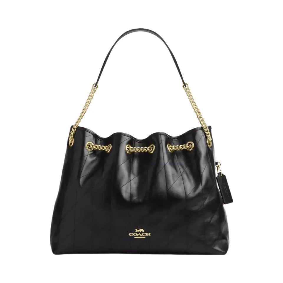 Coach Evelyn Shoulder Bag With Quilting in Gold Black