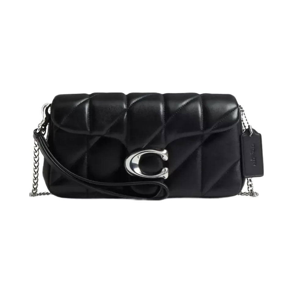 Coach Tabby Chain Crossbody Bag 19 With Quilting in Silver Black
