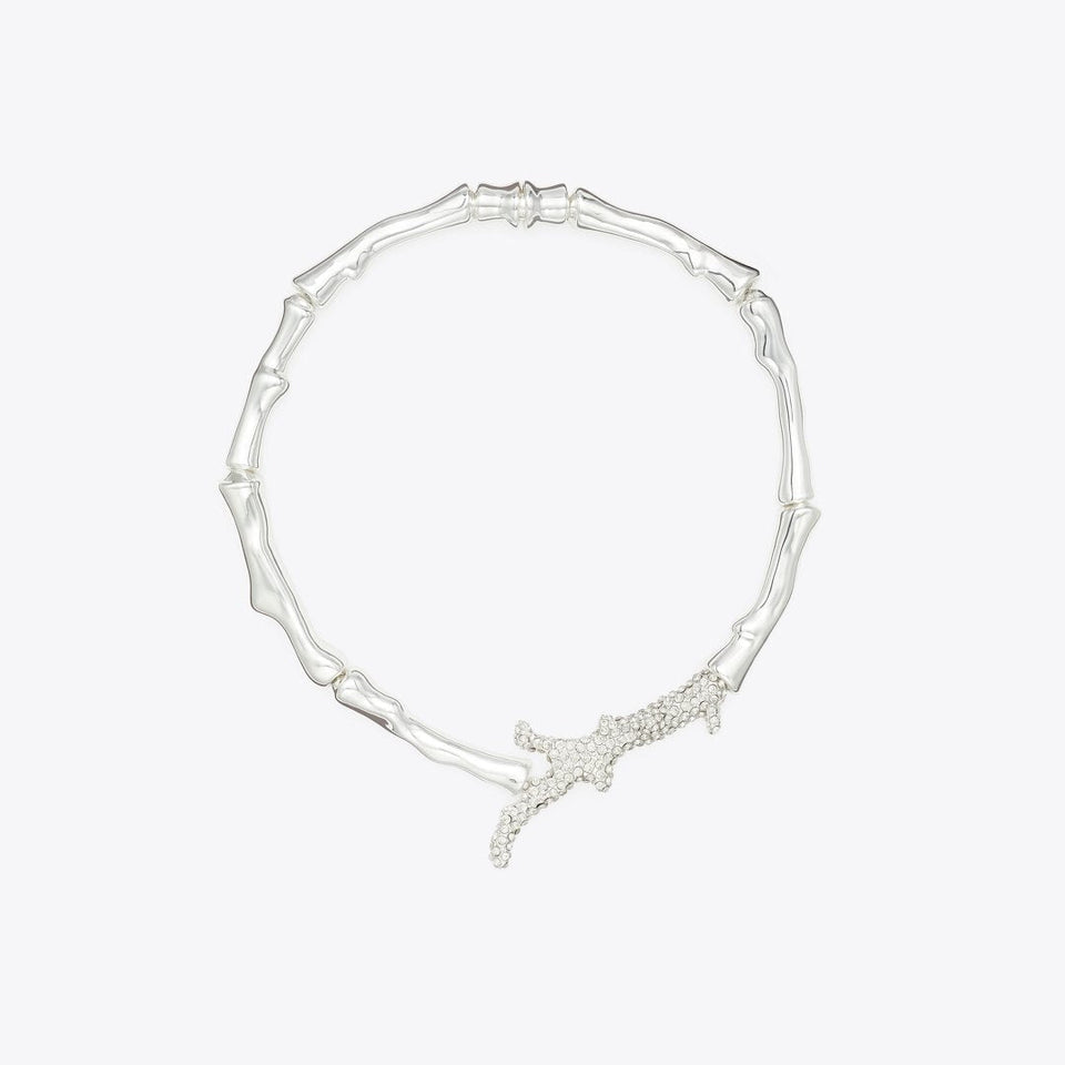 Tory Burch Curiosity Coral Necklace Light Silver / Crystal