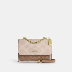 Coach Klare Crossbody Bag In Blocked Signature Canvas Gold Sand Tan