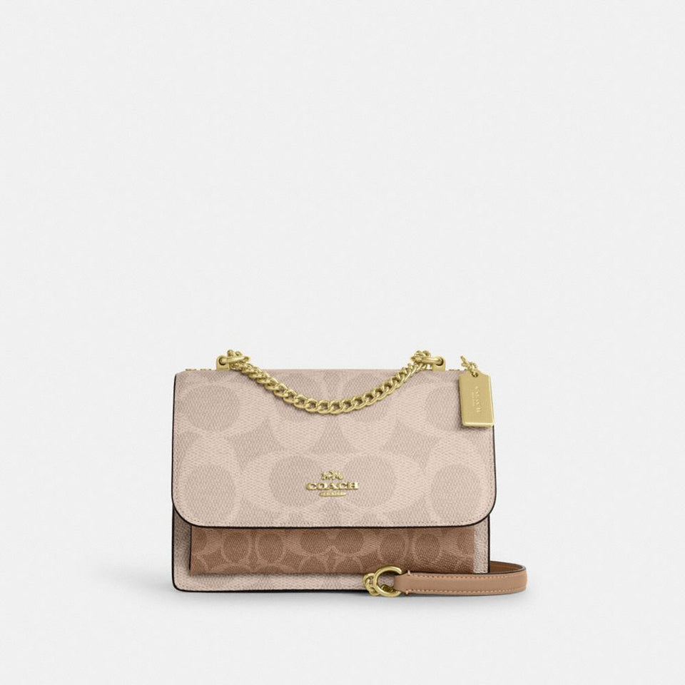 Coach Klare Crossbody Bag In Blocked Signature Canvas Gold Sand Tan