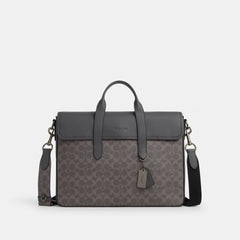 Coach Sullivan Portfolio Brief In Signature Canvas Gunmetal Grey Charcoal
