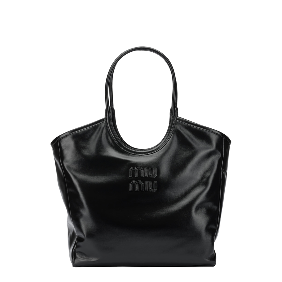 Miu Miu Ivy Large Leather Shoulder Bags - Black