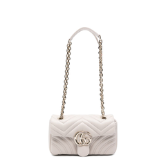 Gucci GG Marmont Small Matelassé Chevron Nappa Leather Shoulder Bag - Light Grey