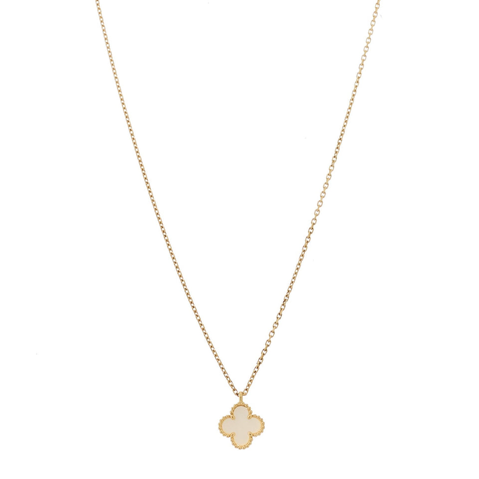 Van Cleef & Arpels 18K Yellow Gold Mother of Pearl Sweet Alhambra Pendant Necklace