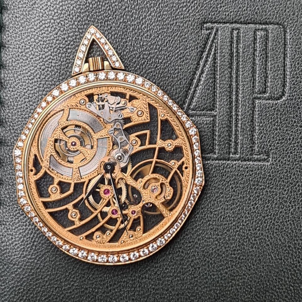 Audemars Piguetskelethon pocket watch rare diamonds and ruby