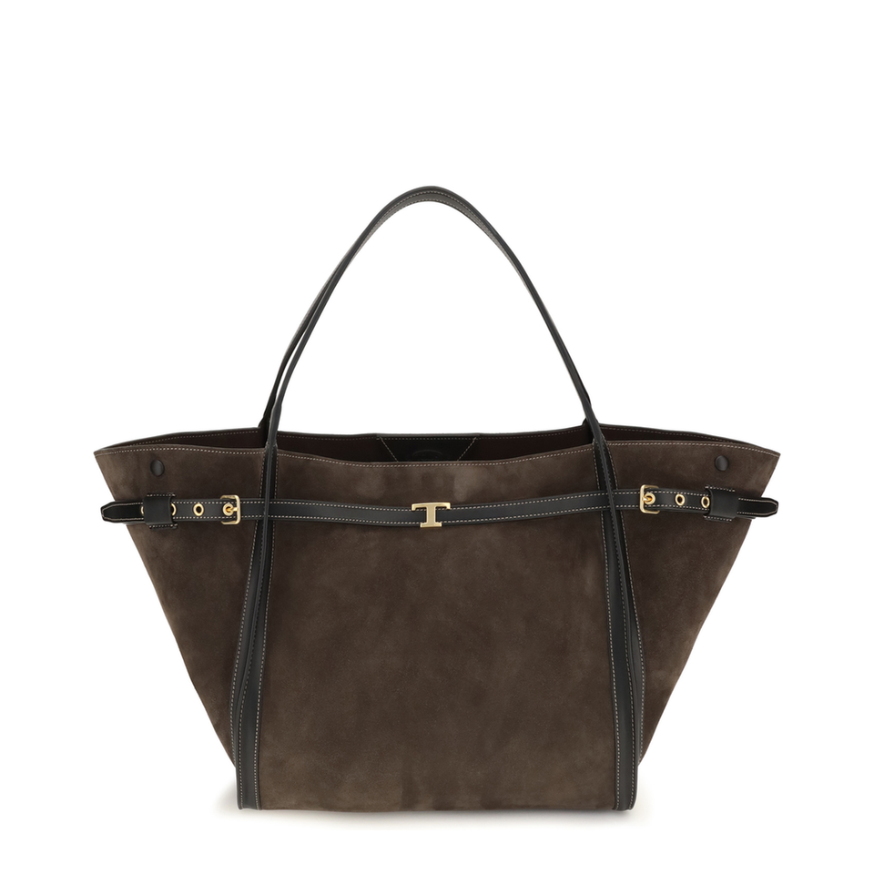 Tod's T Timeless Medium Calfskin Tote - Brown