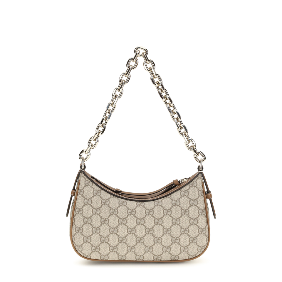 Gucci Small GG Monogram Coated Fabric Shoulder Bag - Beige and Dark Brown