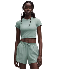 Lululemon Swiftly Tech Cropped Shorts-Sleeve Shirt 2.0 Crater Blue